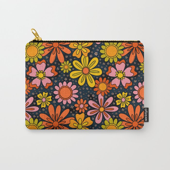 Groovy Flowers in Navy Carry All Pouch Gallery Image 1