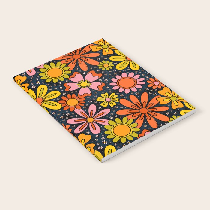 Groovy Flowers in Navy Notebook Gallery Image 1