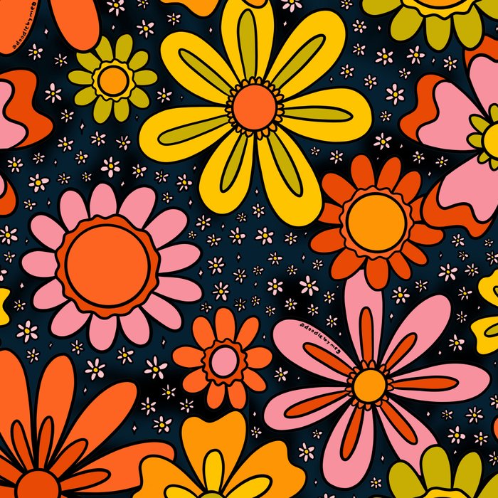 Groovy Flowers in Navy Coffee Mug Gallery Image 2