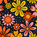Groovy Flowers in Navy Coffee Mug Gallery Image 2