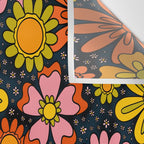 Groovy Flowers in Navy Wall Tapestry Gallery Image 3