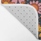 Groovy Flowers in Navy Bath Mat Gallery Image 2