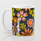 Groovy Flowers in Navy Coffee Mug Gallery Image 3