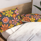 Groovy Flowers in Navy Pillow Sham Gallery Image 2