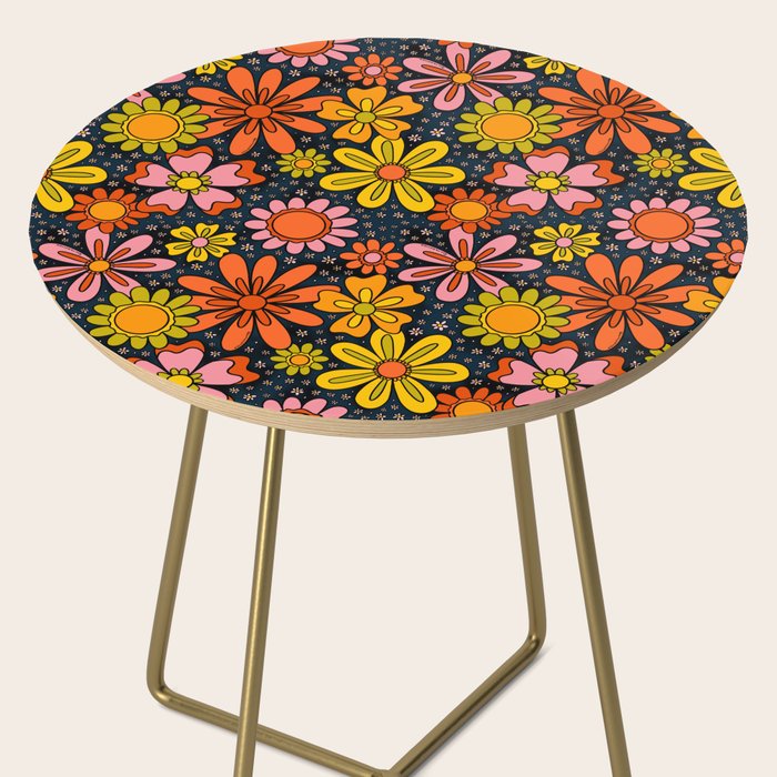 Groovy Flowers in Navy Side Table Gallery Image 2