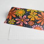 Groovy Flowers in Navy Wrapping Paper Gallery Image 2