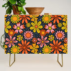 Groovy Flowers in Navy Credenza Gallery Image 1