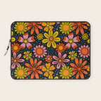 Groovy Flowers in Navy Laptop Sleeve Gallery Image 1