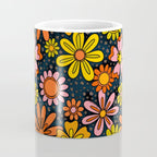 Groovy Flowers in Navy Coffee Mug Gallery Image 4