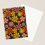 Groovy Flowers in Navy Stationery Card Gallery Image 2