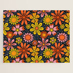 Groovy Flowers in Navy Jigsaw Puzzle Gallery Image 1