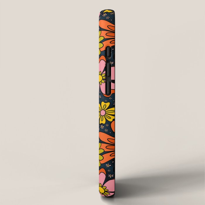 Groovy Flowers in Navy iPhone Case Gallery Image 2