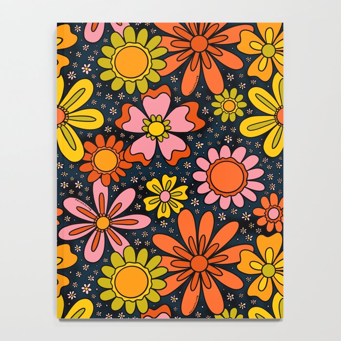 Groovy Flowers in Navy Notebook Gallery Image 4