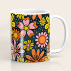 Groovy Flowers in Navy Coffee Mug Gallery Image 1