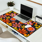Groovy Flowers in Navy Desk Mat Gallery Image 2