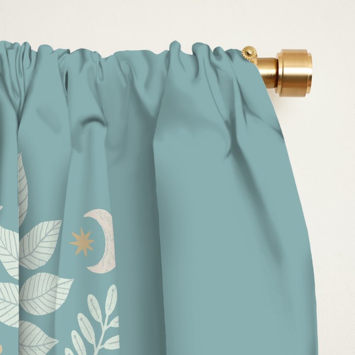 Folk Art Moth - Blue Gray Window Curtain Gallery Image 2