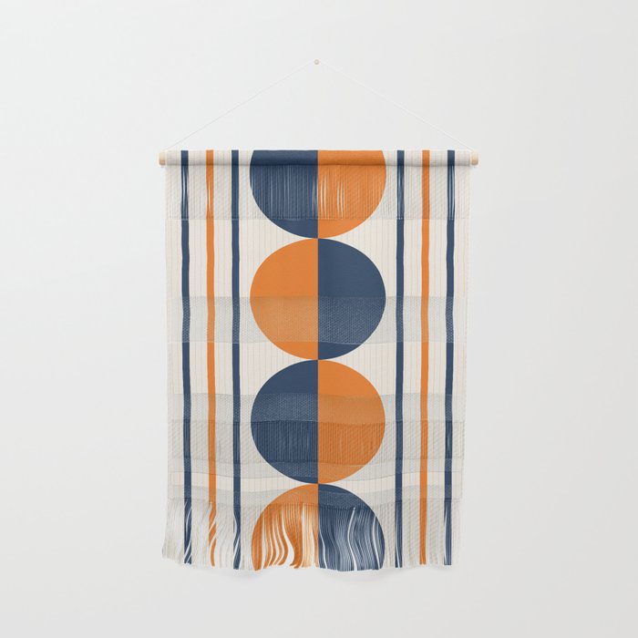 Abstract Shapes 78 in Orange and Navy Blue Wall Hanging Gallery Image 1