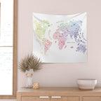 Rainbow world map Wall Tapestry Gallery Image 2