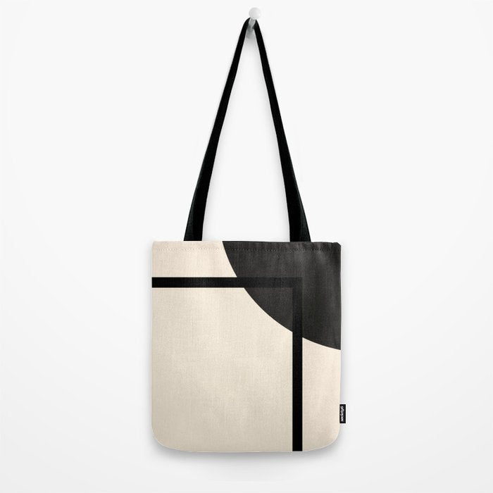 Fusion - Minimalist Geometric in Black and Almond Cream Tote Bag Gallery Image 2