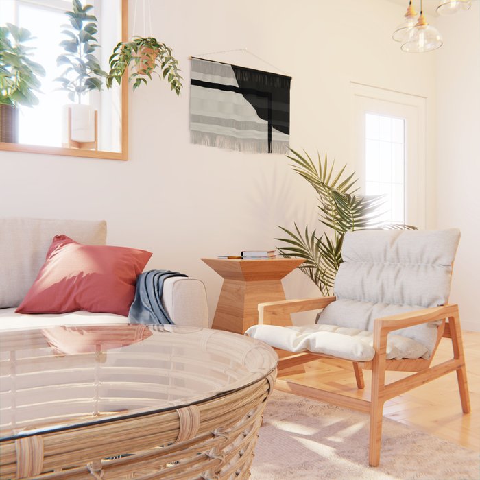 Fusion - Minimalist Geometric in Black and Almond Cream Wall Hanging Gallery Image 2