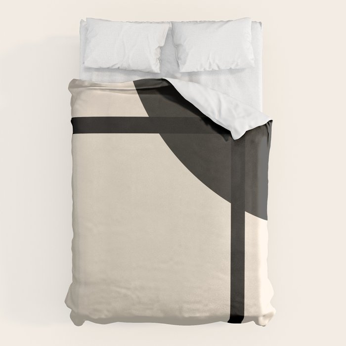 Fusion - Minimalist Geometric in Black and Almond Cream Duvet Cover Gallery Image 6