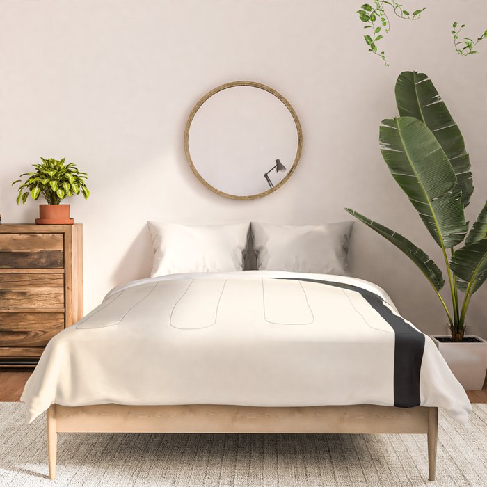 Fusion - Minimalist Geometric in Black and Almond Cream Comforter Gallery Image 3