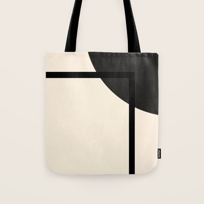 Fusion - Minimalist Geometric in Black and Almond Cream Tote Bag Gallery Image 1