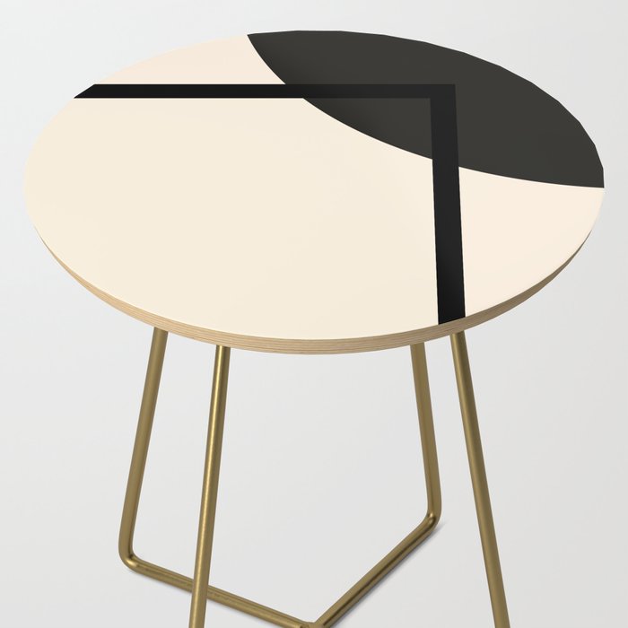 Fusion - Minimalist Geometric in Black and Almond Cream Side Table Gallery Image 2