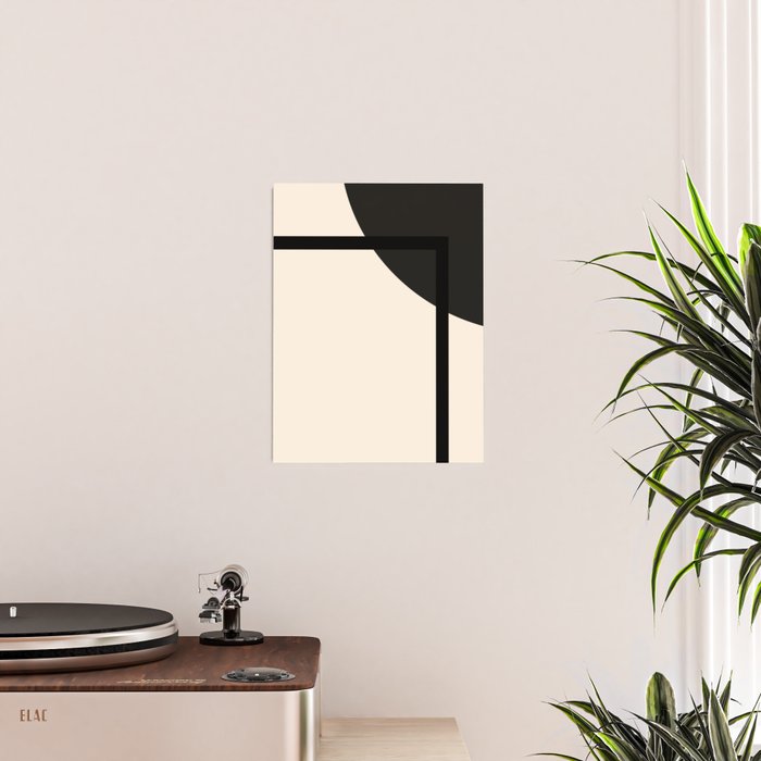 Fusion - Minimalist Geometric in Black and Almond Cream Poster Gallery Image 2