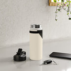 Fusion - Minimalist Geometric in Black and Almond Cream Water Bottle Gallery Image 4