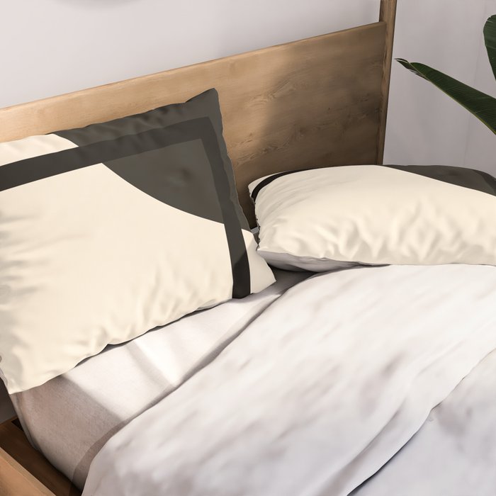 Fusion - Minimalist Geometric in Black and Almond Cream Pillow Sham Gallery Image 2