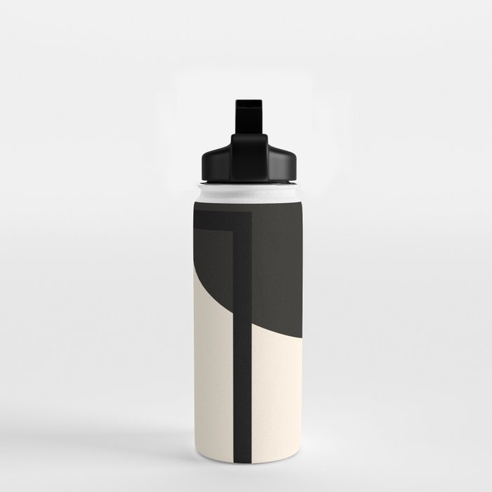 Fusion - Minimalist Geometric in Black and Almond Cream Water Bottle Gallery Image 2
