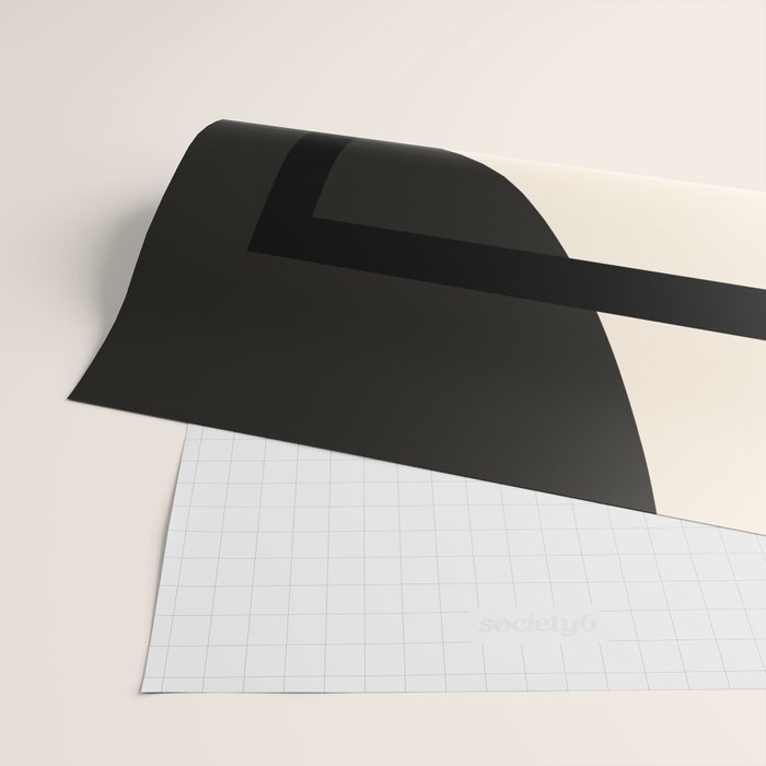 Fusion - Minimalist Geometric in Black and Almond Cream Wrapping Paper Gallery Image 2