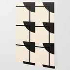 Fusion - Minimalist Geometric in Black and Almond Cream Wallpaper Gallery Image 2