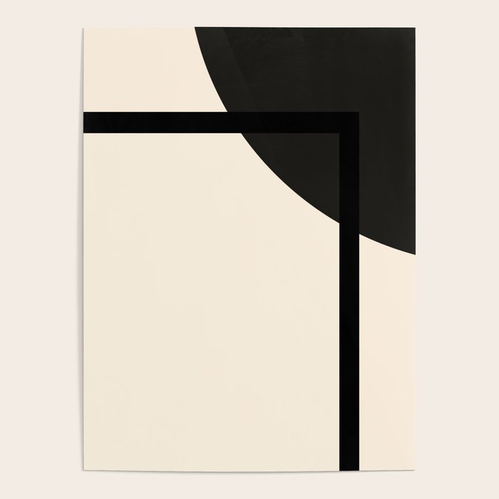 Fusion - Minimalist Geometric in Black and Almond Cream Poster Gallery Image 4