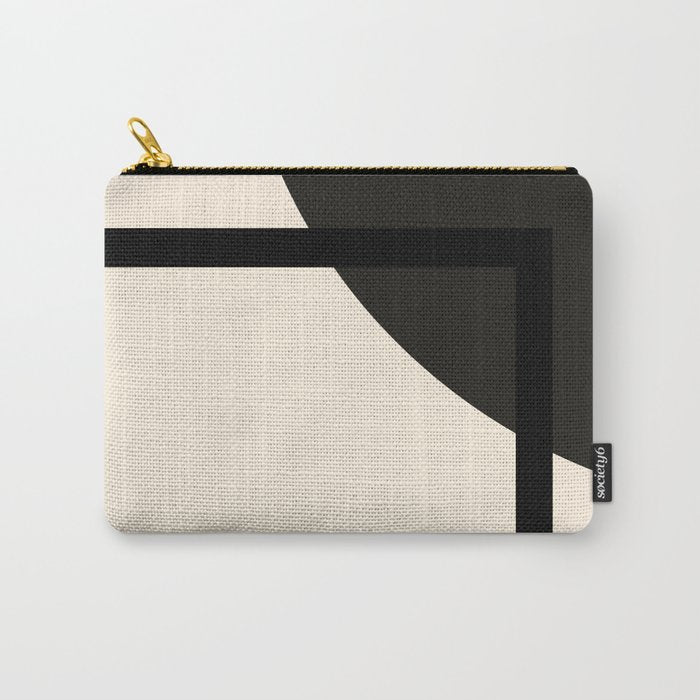 Fusion - Minimalist Geometric in Black and Almond Cream Carry All Pouch Gallery Image 1