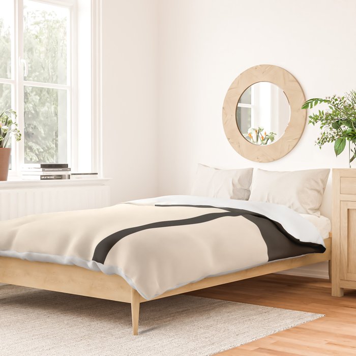 Fusion - Minimalist Geometric in Black and Almond Cream Duvet Cover Gallery Image 2