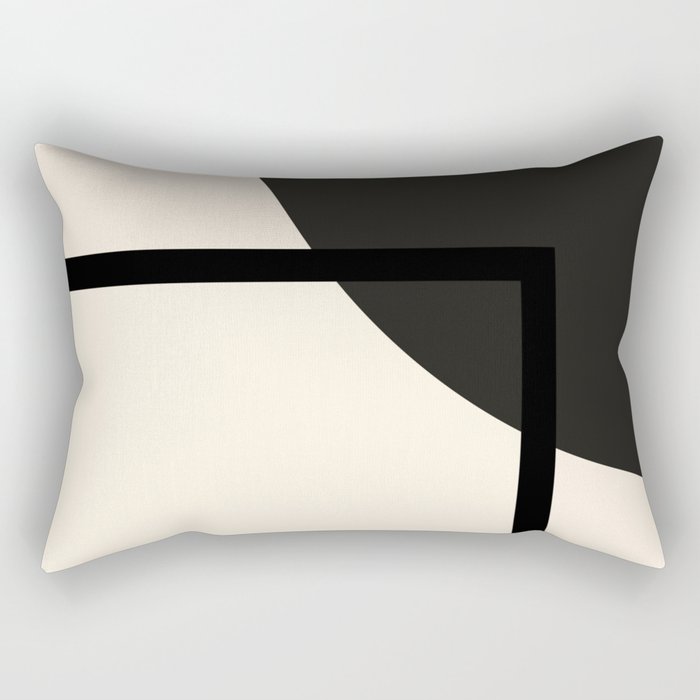 Fusion - Minimalist Geometric in Black and Almond Cream Rectangular Pillow Gallery Image 2