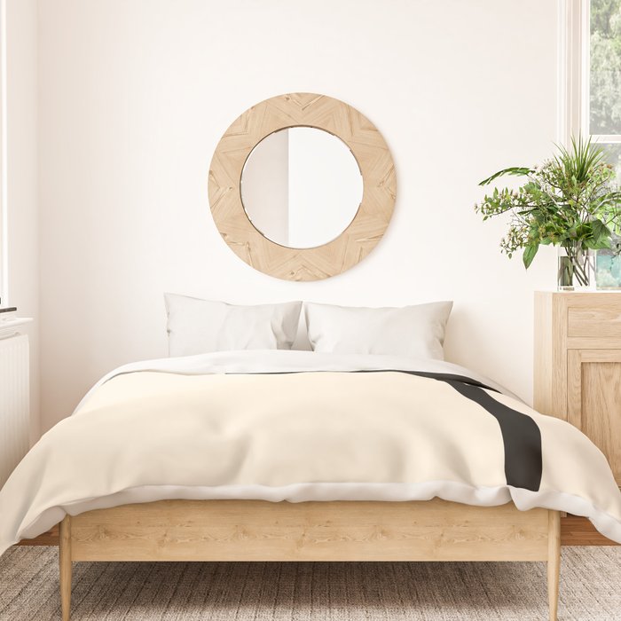 Fusion - Minimalist Geometric in Black and Almond Cream Duvet Cover Gallery Image 3