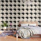 Fusion - Minimalist Geometric in Black and Almond Cream Wallpaper Gallery Image 3