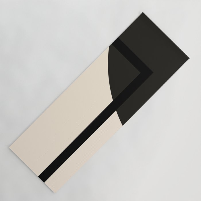 Fusion - Minimalist Geometric in Black and Almond Cream Yoga Mat Gallery Image 1