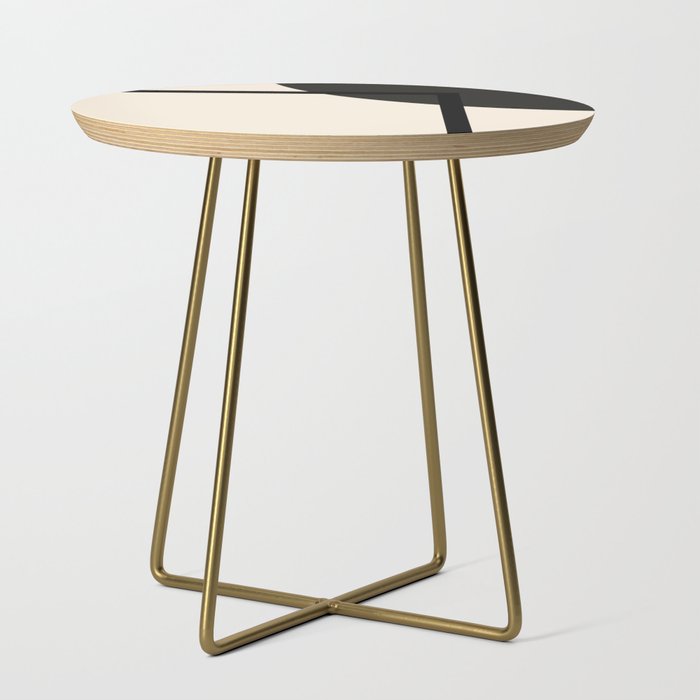 Fusion - Minimalist Geometric in Black and Almond Cream Side Table Gallery Image 1