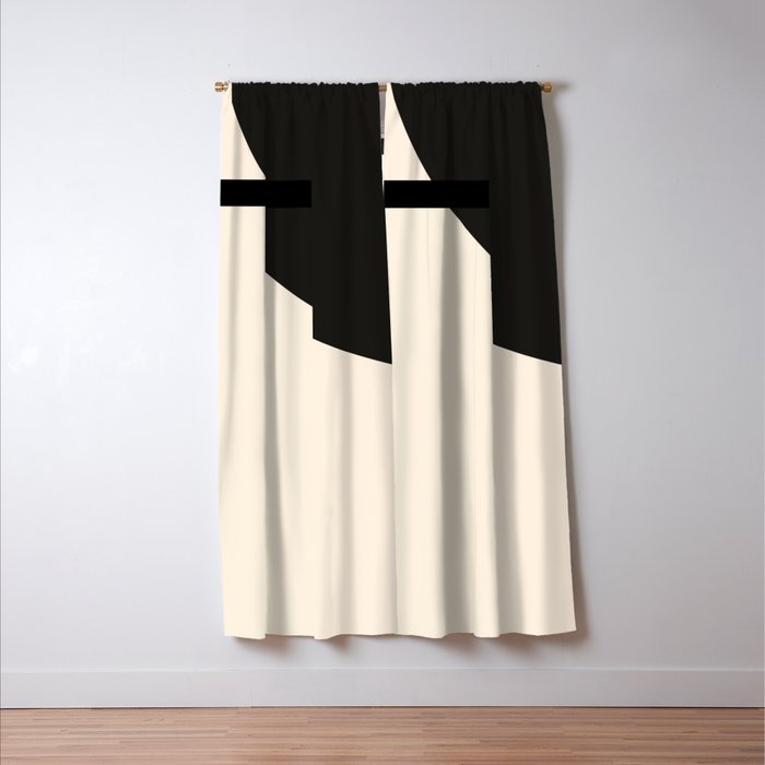Fusion - Minimalist Geometric in Black and Almond Cream Window Curtain Gallery Image 3