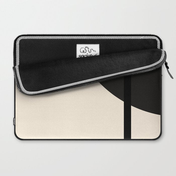 Fusion - Minimalist Geometric in Black and Almond Cream Laptop Sleeve Gallery Image 2