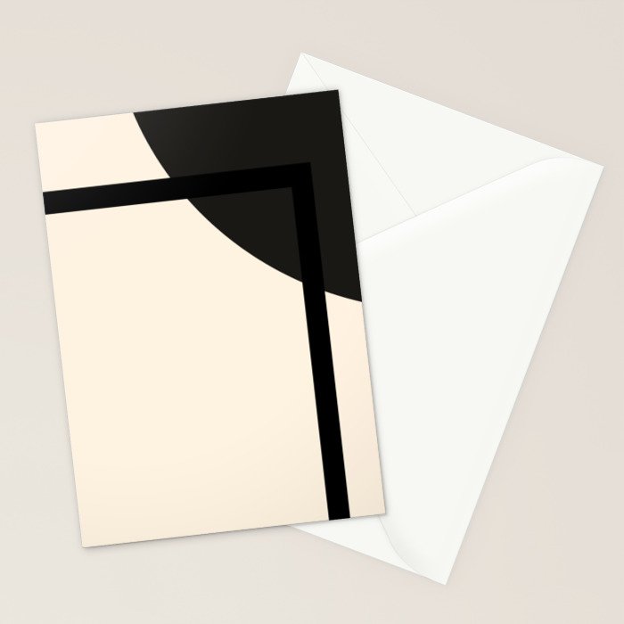 Fusion - Minimalist Geometric in Black and Almond Cream Stationery Card Gallery Image 2
