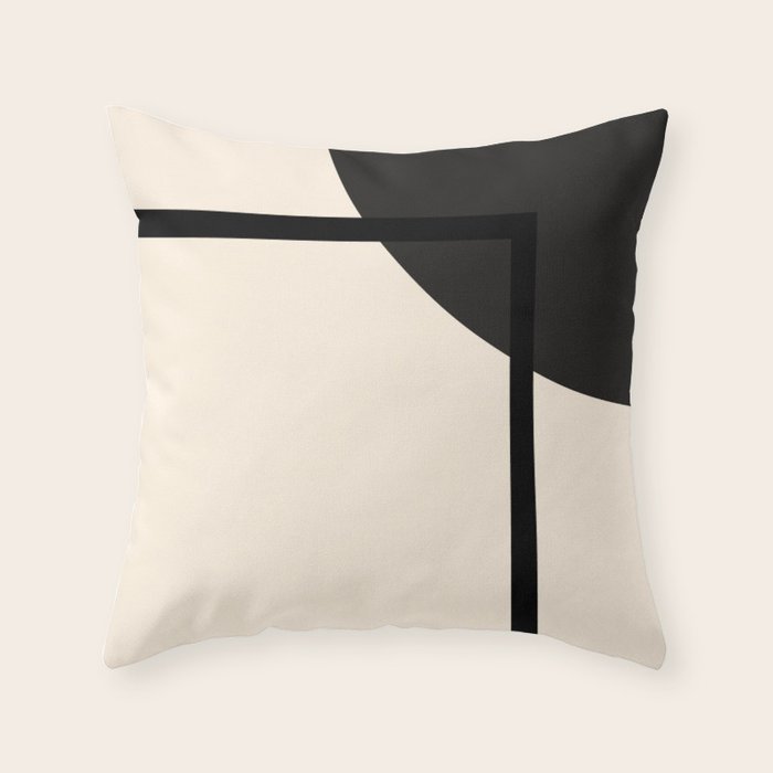 Fusion - Minimalist Geometric in Black and Almond Cream Throw Pillow Gallery Image 1