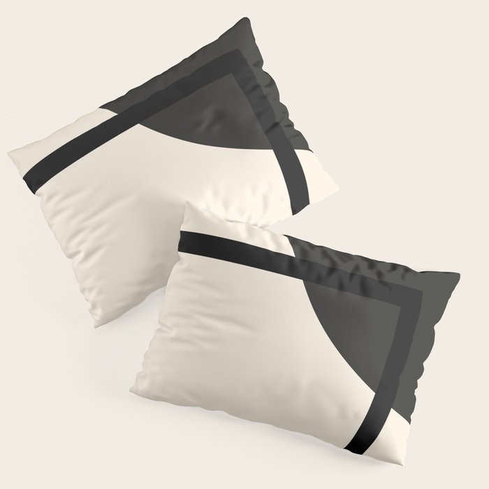 Fusion - Minimalist Geometric in Black and Almond Cream Pillow Sham Gallery Image 1