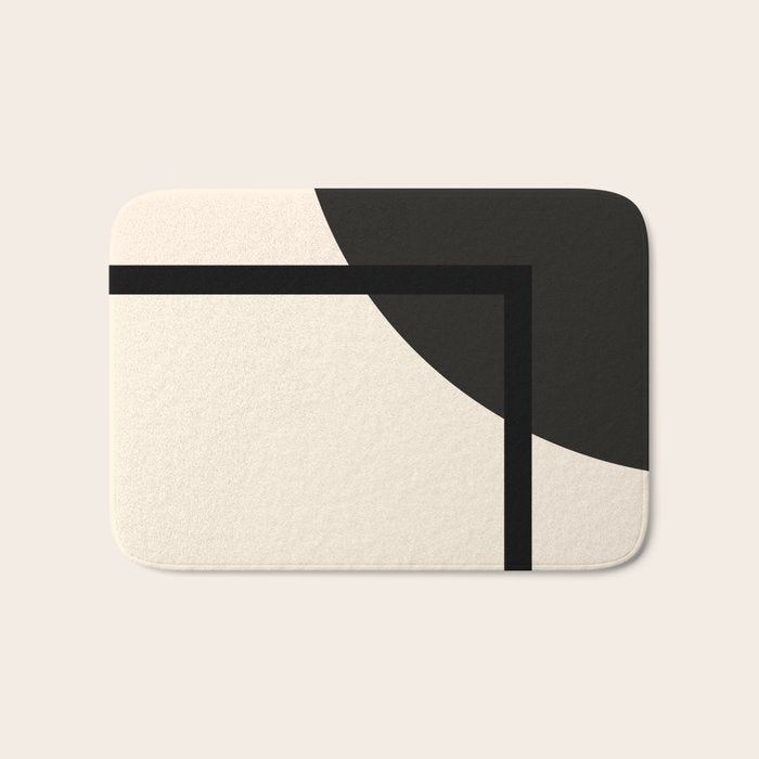 Fusion - Minimalist Geometric in Black and Almond Cream Bath Mat Gallery Image 1