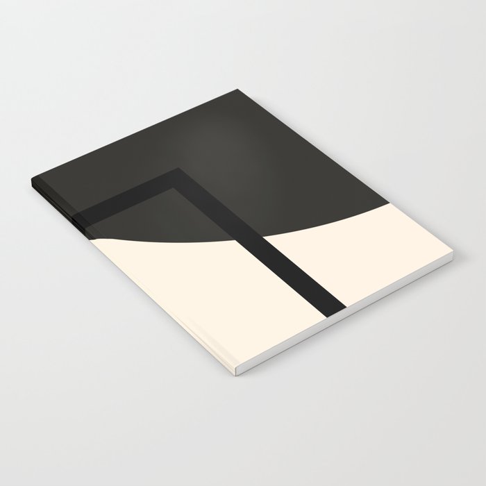 Fusion - Minimalist Geometric in Black and Almond Cream Notebook Gallery Image 2