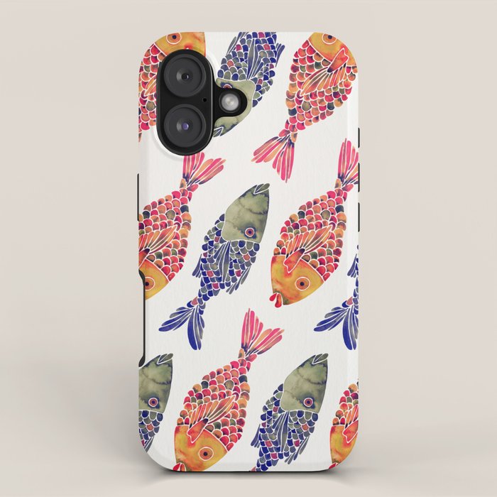 Indonesian Fish Duo - Navy & Coral Palette iPhone Case Gallery Image 1